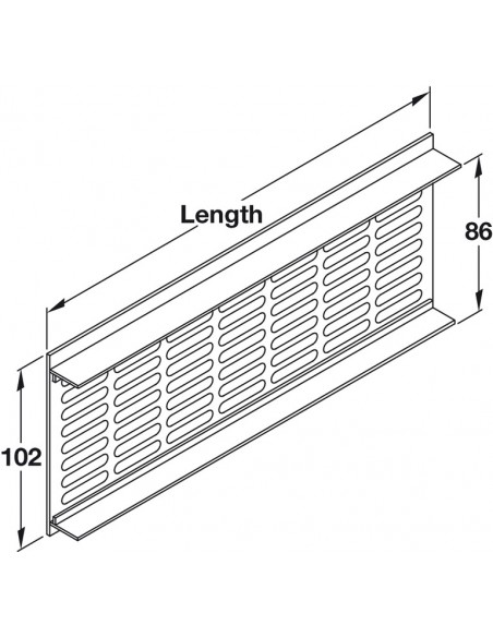 250x102mm Ventilation Grill Silver Matt 90 Cm2 Airflow Recess Mount 57513916