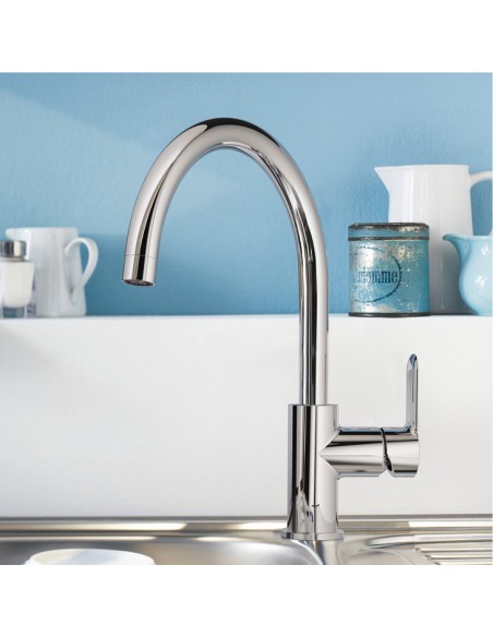 Grohe BauEdge Kitchen Tap Chrome, Single Lever