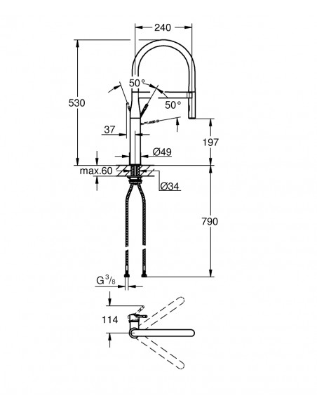 Grohe Pull Out Spray Kitchen Tap Brushed, Single Lever 30294DCO
