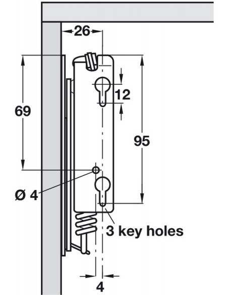 Kitchen Flap Hinges Lift Up Both Sprung Top Box Cabinets 180N 90° Open 50443920
