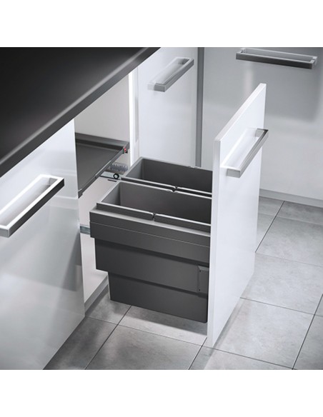 500mm Hailo Cargo Synchro Pull Out Waste Bin Softclose Double 46L 50258504