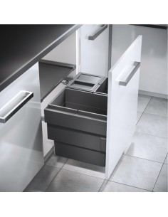 600mm Hailo Cargo Pull Out Waste Bin Triple 54L Synchro 50258507