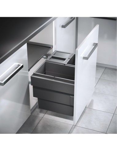 600mm Hailo Cargo Pull Out Waste Bin Triple 54L Synchro 50258507