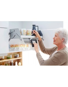 500mm Kessebohmer iMove Grey Kitchen Wall Pull-Down Single Shelf KIMOVE500SG
