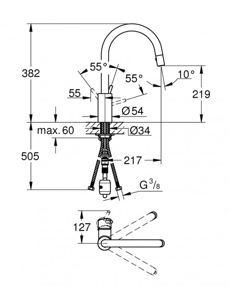 Grohe Concetto Pull-Out Spray 31483 Single Lever Chrome/Brushed Mixer