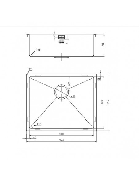 ZENUNO15 500U Gunmetal Kitchen Sink PVD 1.0 Bowl 1810 Company + Waste ZU/50/U15/GM/603