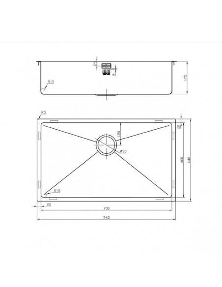 ZENUNO15 700U Gold Large Kitchen Sink Waste 1810 PVD Inset Undermount ZU/70/U15/GB/608