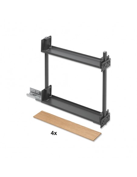 150mm Peka Fioro Kitchen Base Pull-Out Anthracite & Oak Bottle Rack 200.2453.43