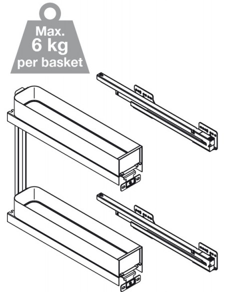 VS Sub Slim 150mm Planero Lava Pull Out Base Basket Set 90° 54808320