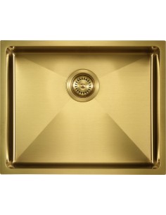 Zenuno15 500U Gold Brass Kitchen Sink 1.0 Bowl PVD 1810 Inset Undermount ZU/50/U15/GB/607 2
