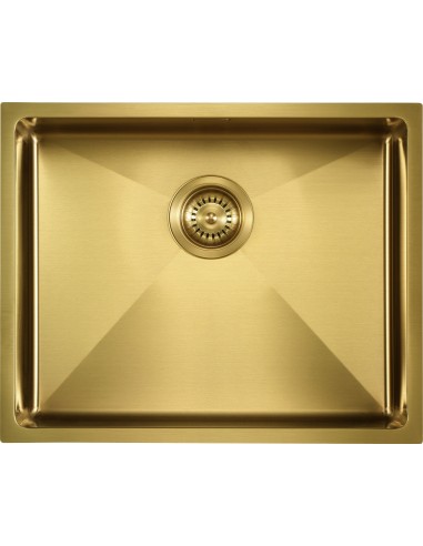 Zenuno15 500U Gold Brass Kitchen Sink 1.0 Bowl PVD 1810 Inset Undermount ZU/50/U15/GB/607