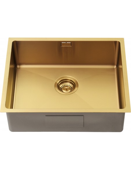 Zenuno15 500U Gold Brass Kitchen Sink 1.0 Bowl PVD 1810 Inset Undermount ZU/50/U15/GB/607