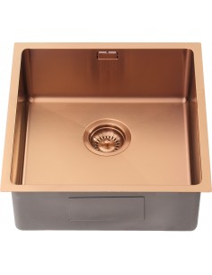 Zenuno15 400U Copper Kitchen Sink 1.0 Bowl PVD + Waste & Plumbing Kit ZU/40/U15/COP/600 2