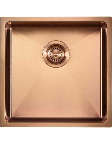 Zenuno15 400U Copper Kitchen Sink 1.0 Bowl PVD + Waste & Plumbing Kit ZU/40/U15/COP/600