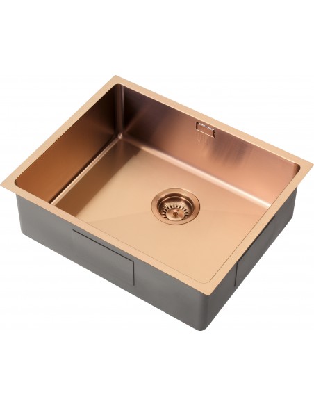 ZENUNO15 500U Copper Kitchen Sink Single Bowl Inset Undermount + Waste ZU/50/U15/COP/602