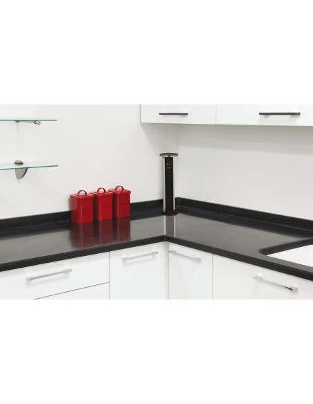 Vertical Powerdock Pop-Up Chrome Worktop X3 UK Sockets X2 USB IP54 82271222