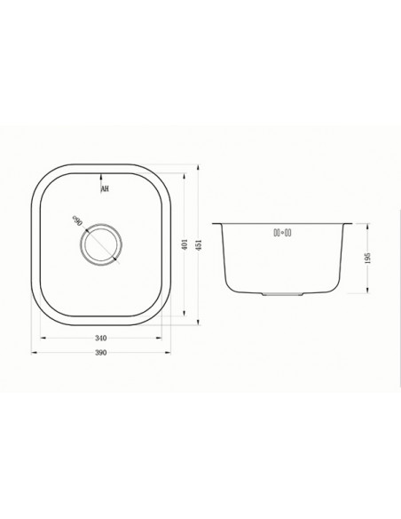Etrouno 340U Kitchen Sink 1.0 Bowl  Undermount 1.2mm Stainless 1810 EU/34/U/MS/035