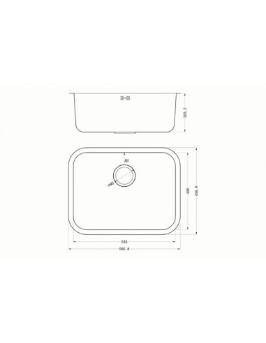 Etrouno 550U Kitchen Sink 1.0 Bowl Undermount 1.2mm Stainless 1810 EU/55/U/MS/037