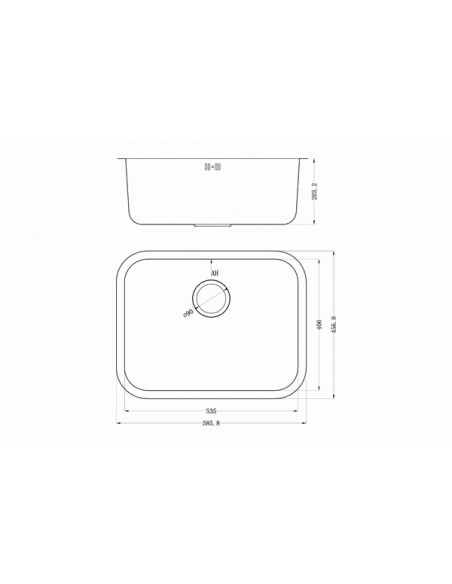 Etrouno 550U Kitchen Sink 1.0 Bowl Undermount 1.2mm Stainless 1810 EU/55/U/MS/037