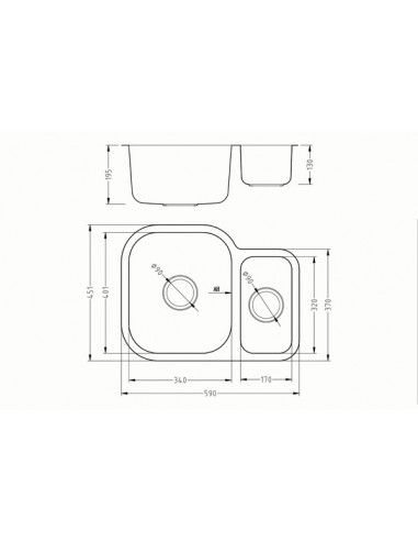 1810 ETRODUO 589/450U Kitchen Sink 1.5 Bowl...