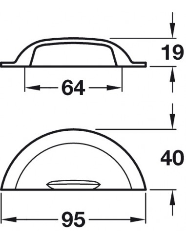 Cup Door Handle Polished Nickel, Jude 64mm Centres