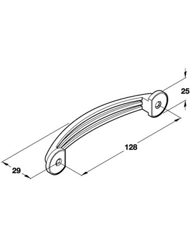Bow Door Handles Matt Nickel 128mm Centres x 153mm