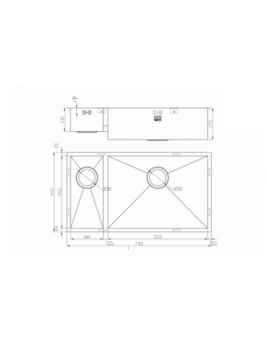 ZENDUO 180/550U Kitchen Sink 1.2mm Stainless Steel 1.5 1810 Company ZD/1855/U/S/BBR/029