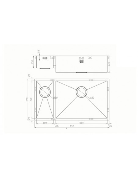 ZENDUO 180/550U Kitchen Sink 1.2mm Stainless Steel 1.5 1810 Company ZD/1855/U/S/BBR/029