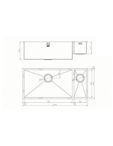ZENDUO 700/180U Kitchen Sink 1.2mm Stainless Steel 1.5 1810 Company ZD/7018/U/D/S/072