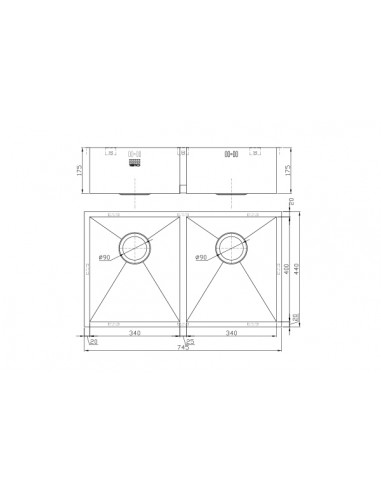 ZENDUO 340/340U Double Bowl Kitchen Sink 1.2mm Stainless Steel 1810 ZD/3434/U/S/075