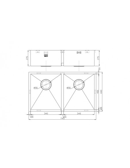 ZENDUO 340/340U Double Bowl Kitchen Sink 1.2mm Stainless Steel 1810 ZD/3434/U/S/075