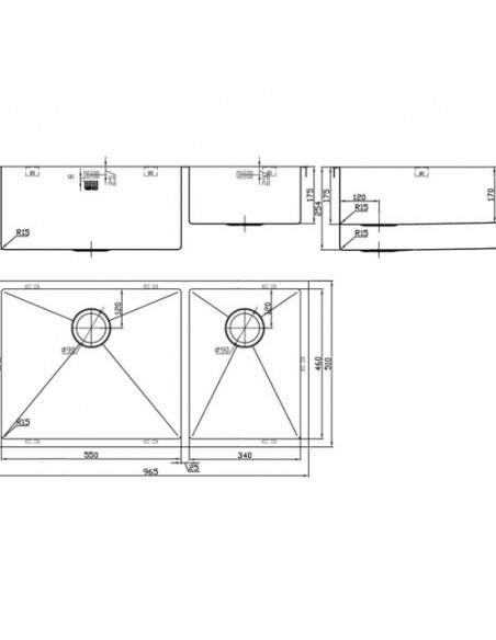 ZENDUO15 550/340U XXL DEEP 2.0 Kitchen Sink Stainless Steel Large 1810 ZD/3455/U15/D/S/XXL/504 BBL