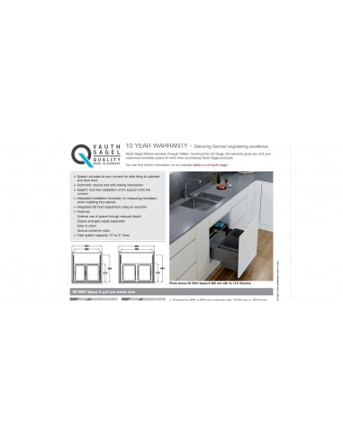600mm Kitchen Sink Waste Bin VS Envi Space S Double Containers 31L 50317354