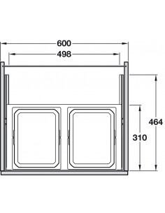 600mm Kitchen Sink Waste Bin VS Envi Space S Double Containers 31L 50317354 2