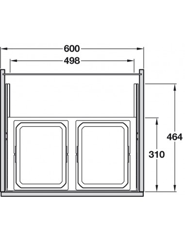 600mm Kitchen Sink Waste Bin VS Envi Space S Double Containers 31L 50317354