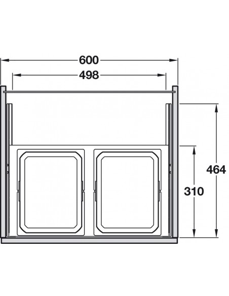 600mm Kitchen Sink Waste Bin VS Envi Space S Double Containers 31L 50317354