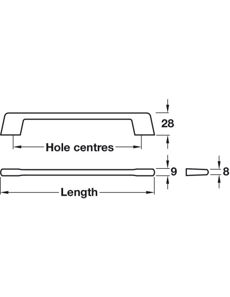 Graphite "D" Cabinet Door Handles 128/160mm Centre Holes