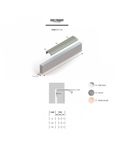 Edge Straight Trim Door Handles, Brushed Brass
