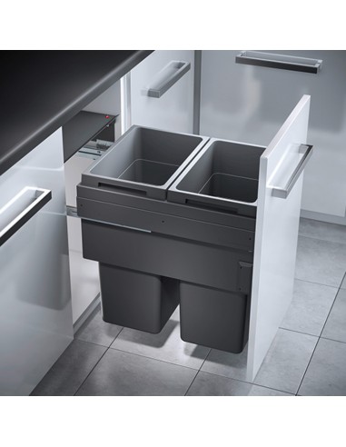 500mm Euro-Cargo Waste Bin Hailo Kitchen Large 76L Double Containers 50370335