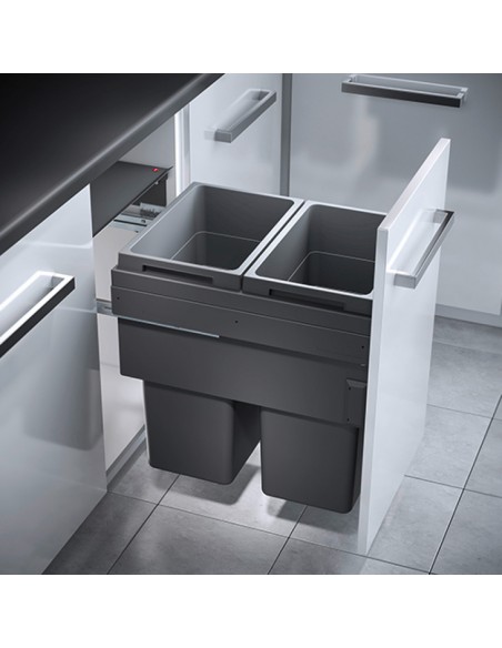 500mm Euro-Cargo Waste Bin Hailo Kitchen Large 76L Double Containers 50370335