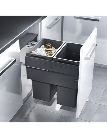 500mm Euro-Cargo Waste Bin Hailo Kitchen Large 76L Double Containers 50370335