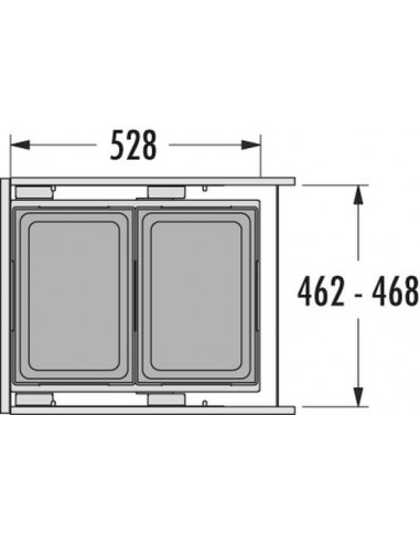500mm Euro-Cargo Waste Bin Hailo Kitchen Large 76L Double Containers 50370335