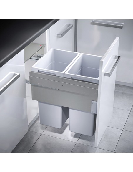 450mm Hailo Euro-Cargo Kitchen Waste Bin 76L Soft Closing Double Tubs 50370532