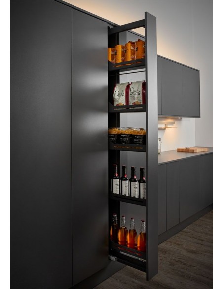 150mm Peka Tall Larder Pull-Out Kitchen Storage 1600-2000mm Libell KSPEL.150.1600L.AN
