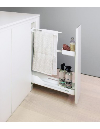 150mm Peka Libell Pull-Out Kitchen Towel Rail & Bottle Rack Tray White 200.2445.01
