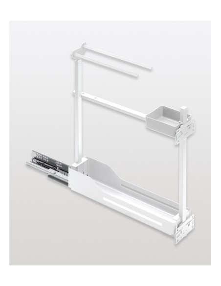 150mm Peka Libell Pull-Out Kitchen Towel Rail & Bottle Rack Tray White 200.2445.01