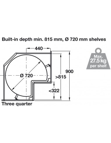 VS COR Wheel Pro 900mm L Shape 3/4 Carousel ReCorner Grey Vauth Sagel 54262612