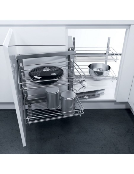 800mm VS Cor Fold Silver Swing Linear Out Kitchen Corner Storage 54817800/1