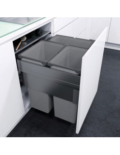 600mm VS Envi Space Pro Pull Out Waste Bin 53L LAVA Triple 50304337 2