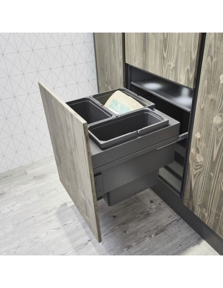 600mm VS Envi Space Pro Pull Out Waste Bin 53L LAVA Triple 50304337